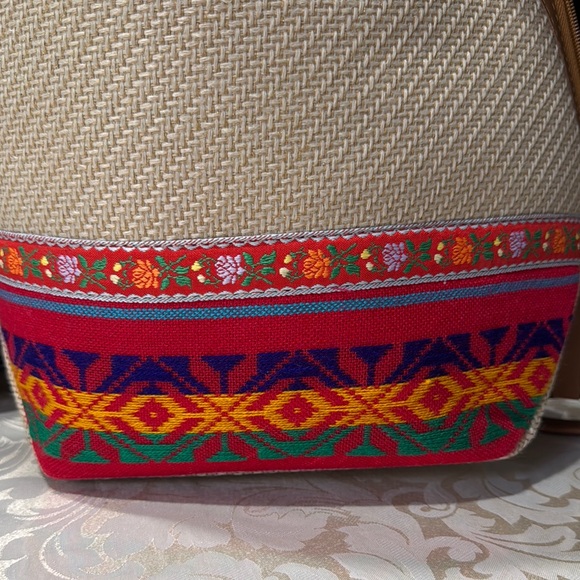 Mexican Cream Backpack with Colorful Decorative Band main image 4